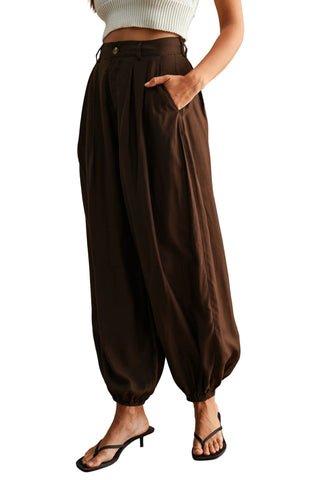 High-Waisted Pleated Balloon Ankle Pants