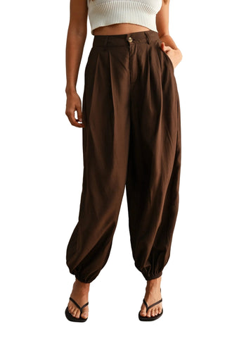High-Waisted Pleated Balloon Ankle Pants