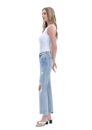 High Rise Distressed Dad Stretch Jeans - Verte Boutique
