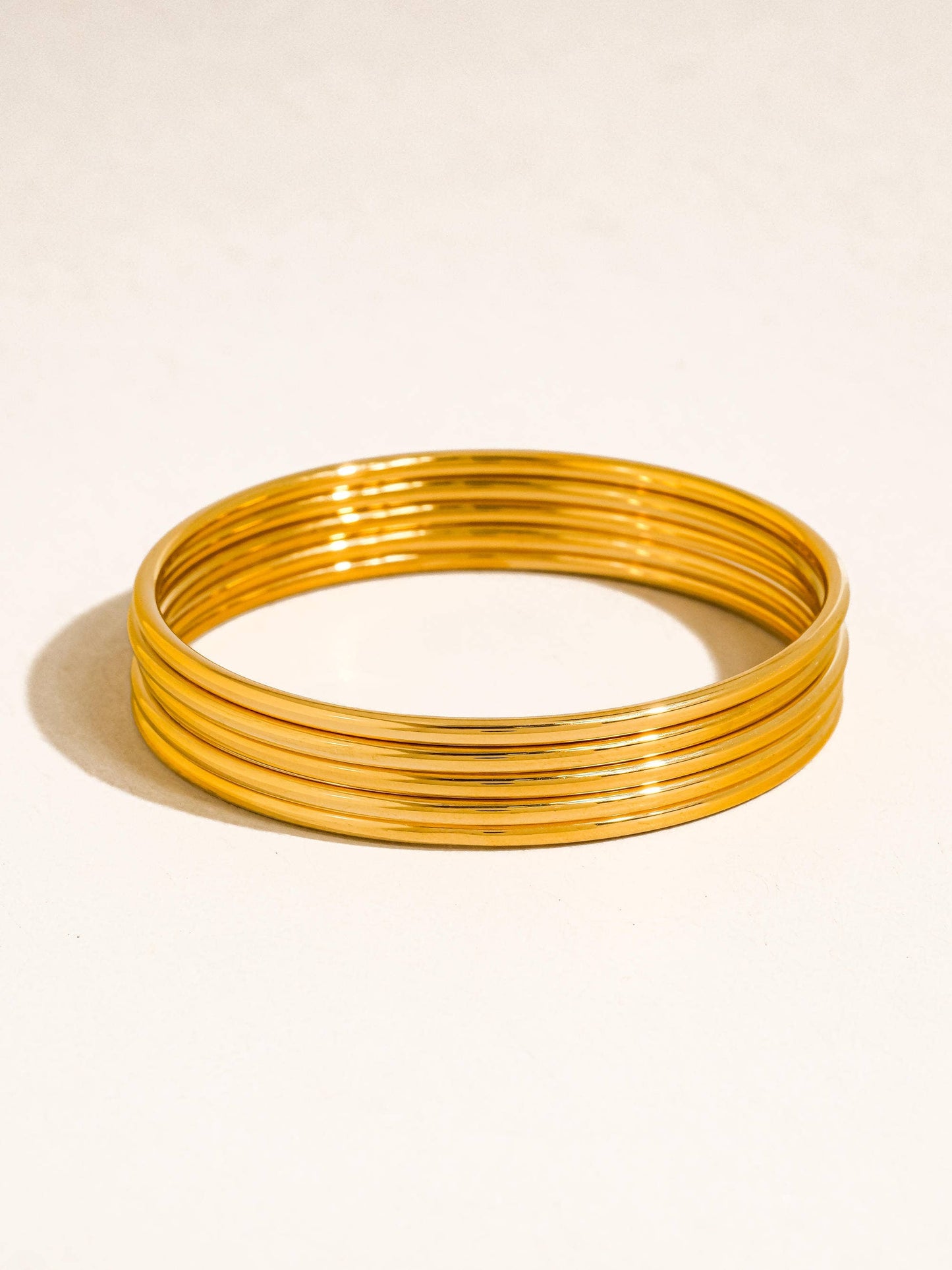 Gold Non-Tarnish Classic Thin Bangle Set