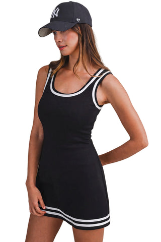 Black Court Side Scuba Mini Dress