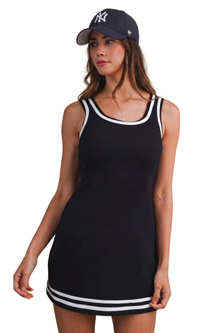 woman in black active dress