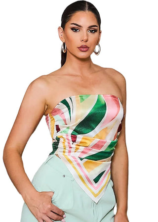 Satin Scarf Tube Top - Verte Boutique