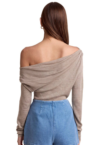 Asymmetrical One-Shoulder Knit Top - Latte - Verte Boutique