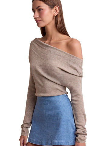 Asymmetrical One-Shoulder Knit Top - Latte - Verte Boutique