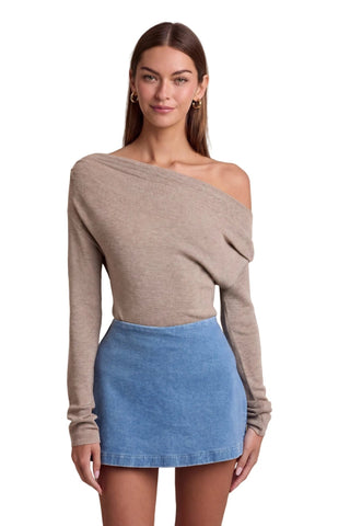 Asymmetrical One-Shoulder Knit Top - Latte - Verte Boutique