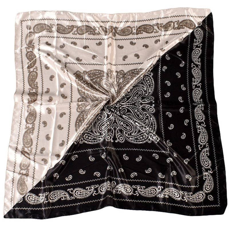 Contrast Bandana Print Satin Scarf