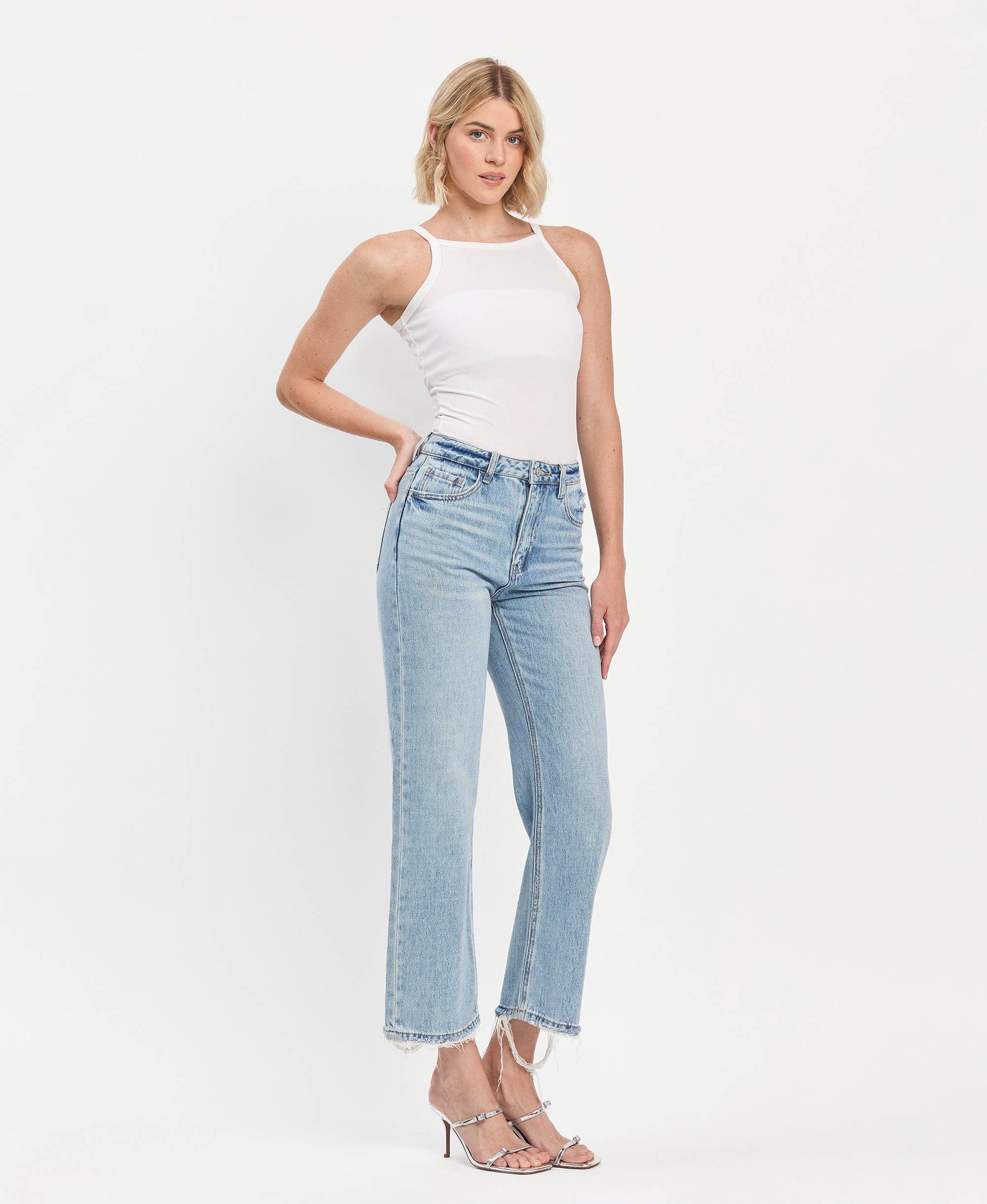 High Rise Slim Wide Jeans