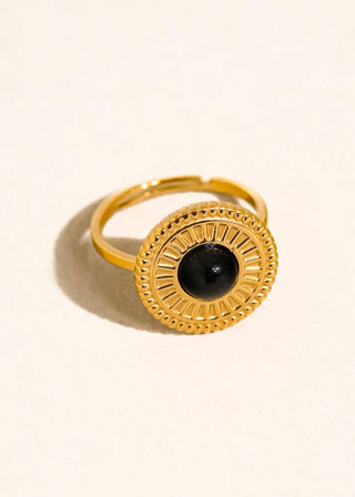 Gold Non - Tarnish Black Onyx Ring - Verte Boutique