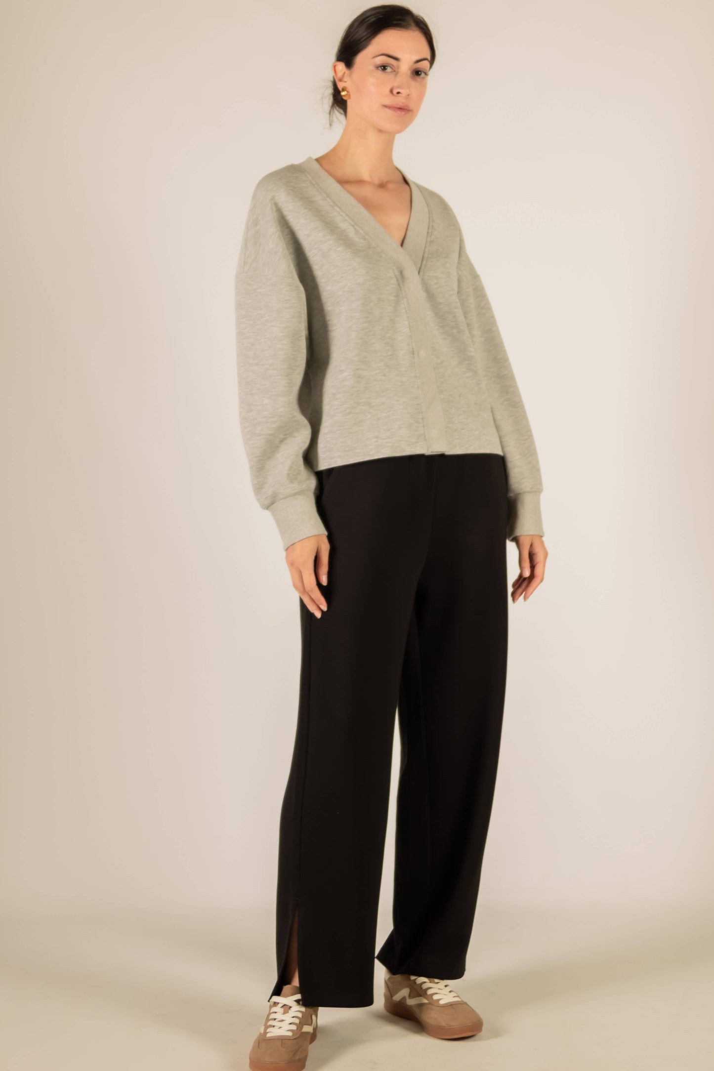 Butter Modal Rib Contrast Oversized Cropped Cardigan