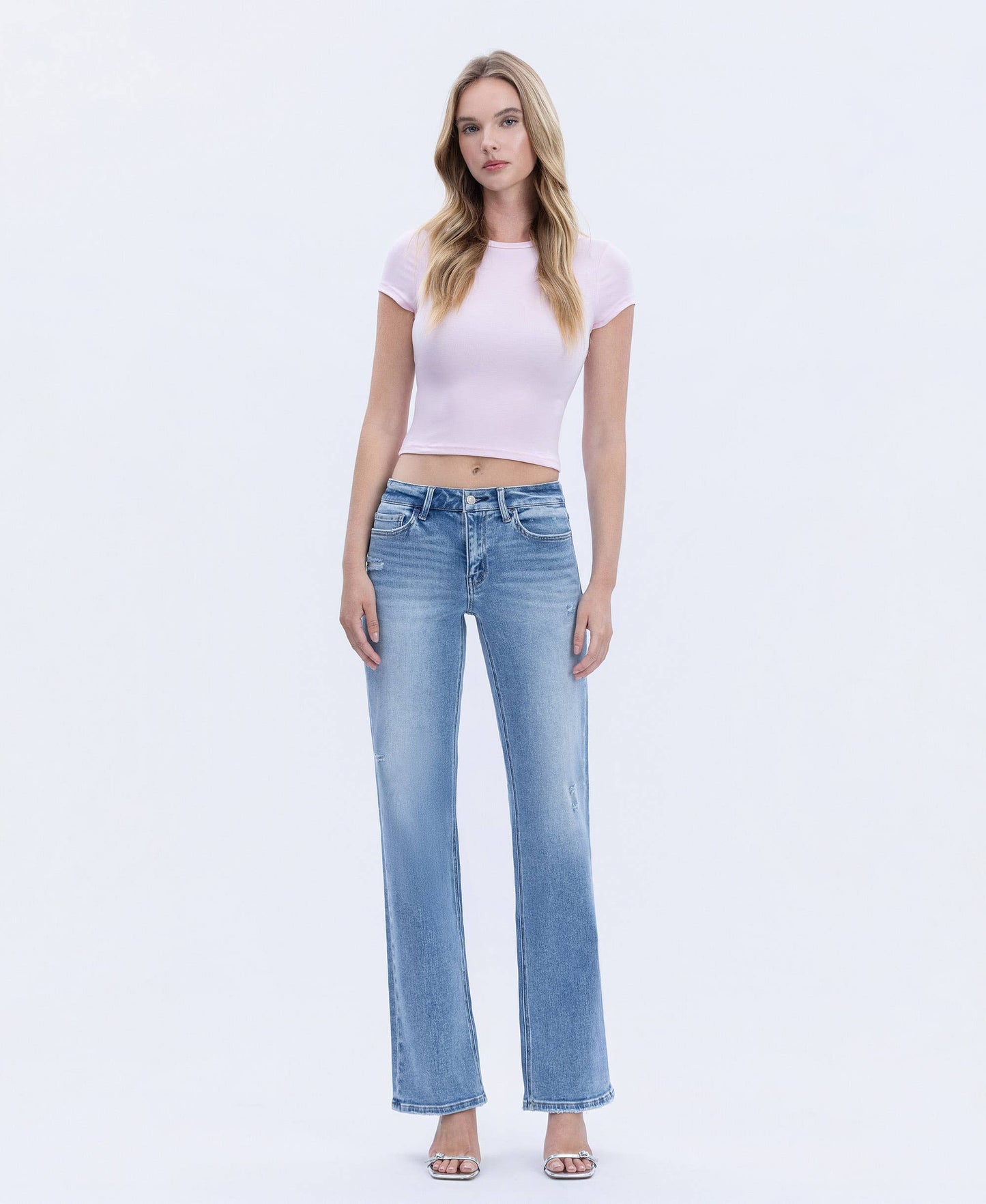 Mid Rise Slim Wide Jeans