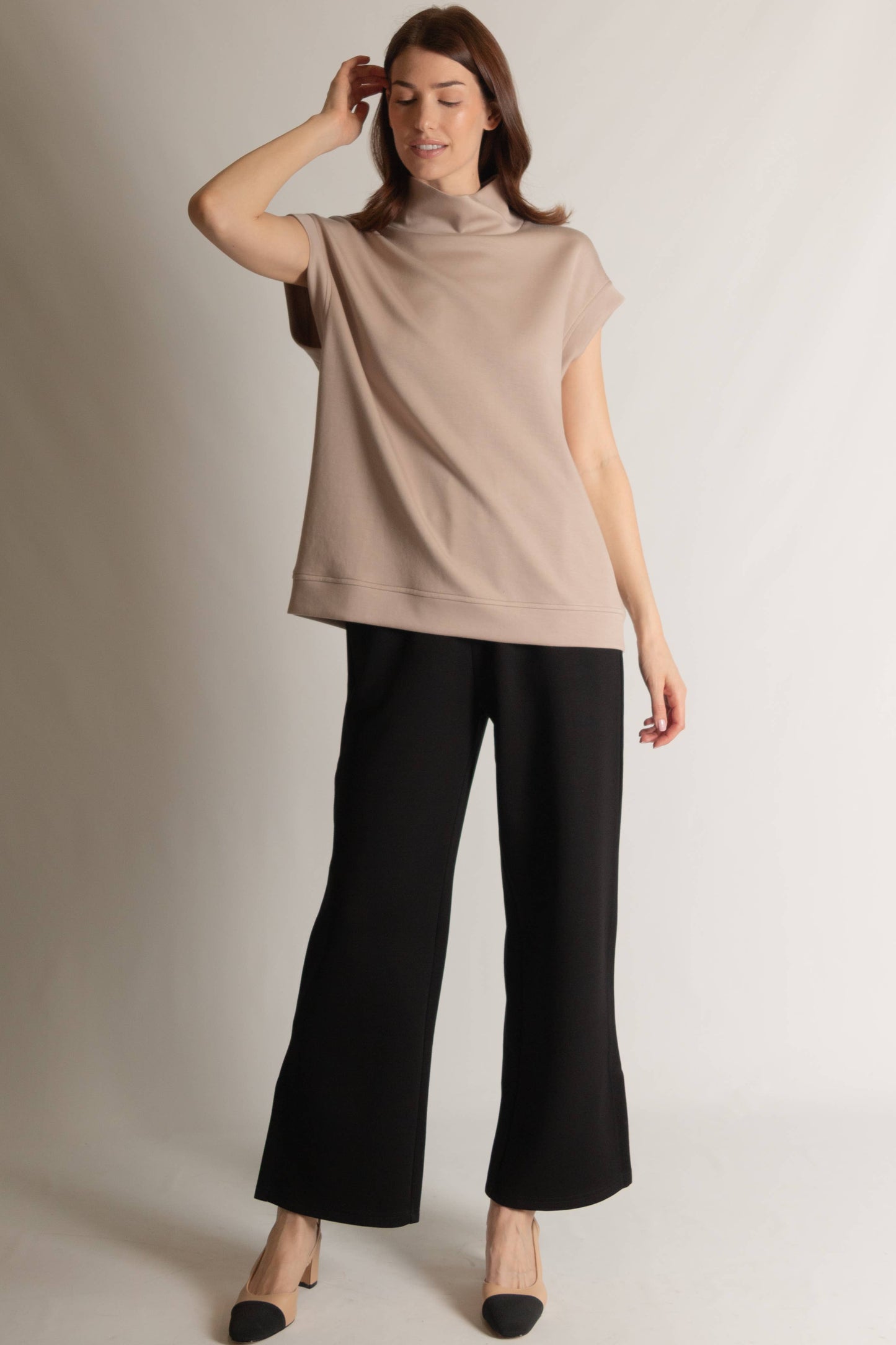 Butter Modal Mock Neck Capped Sleeve Top