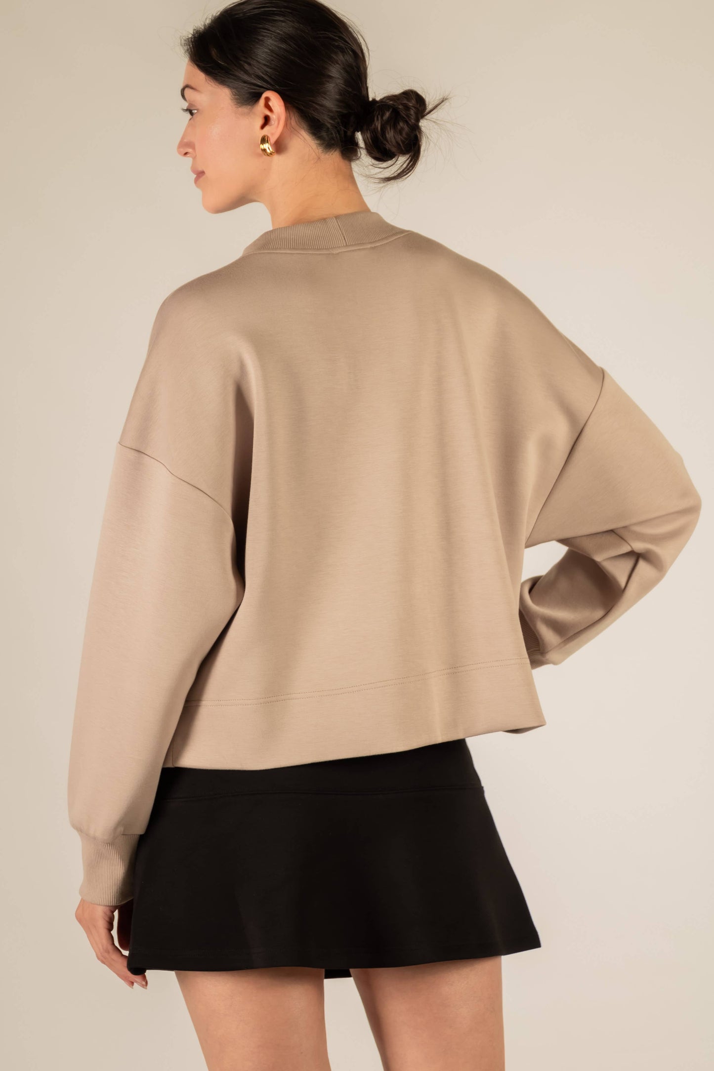 Butter Modal Rib Contrast Oversized Cropped Cardigan