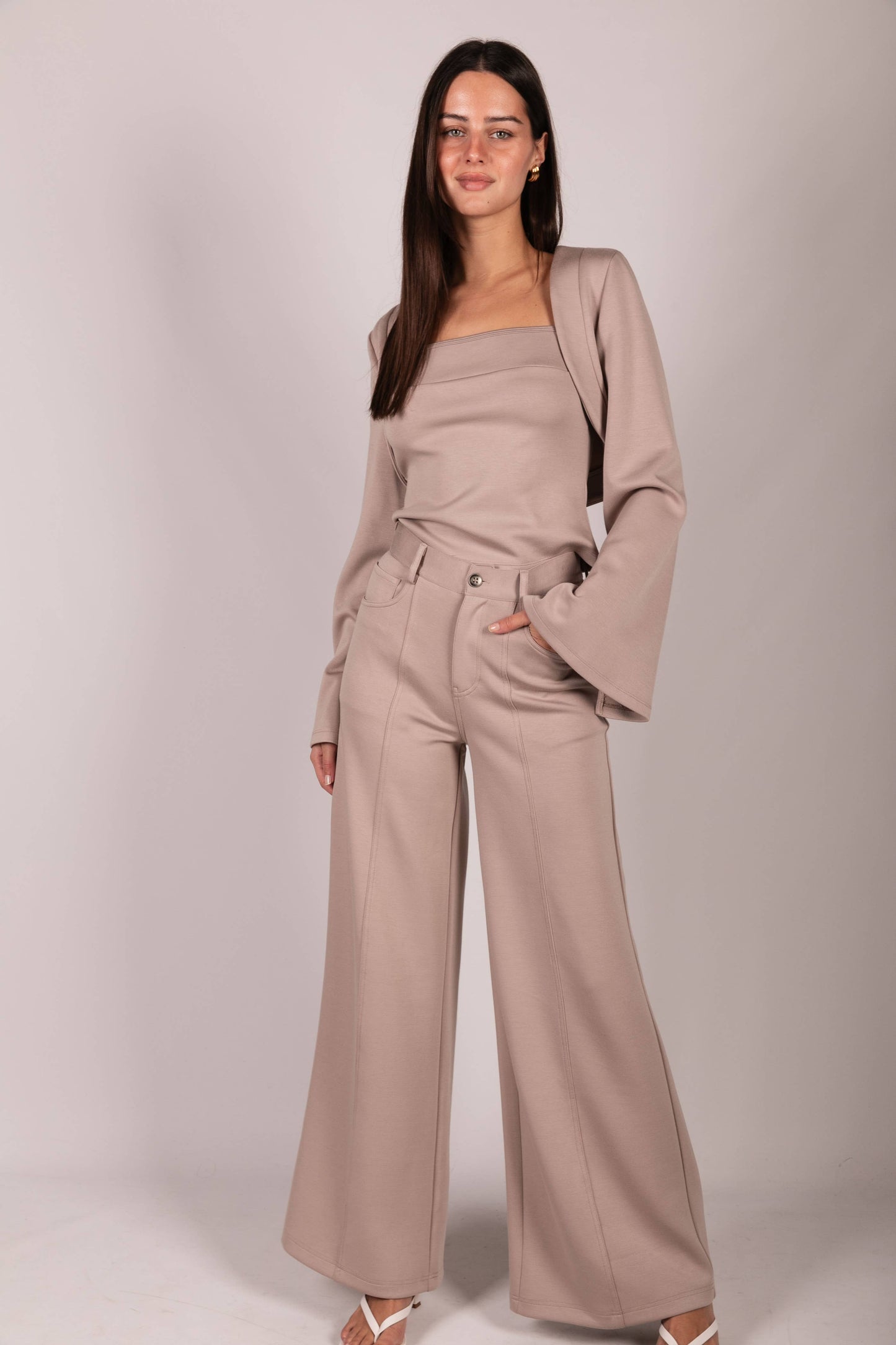 Butter Modal Pleated Wide Leg Trousers