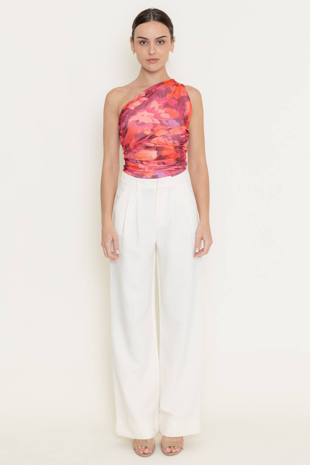 Abstract Floral One Shoulder Bodysuit