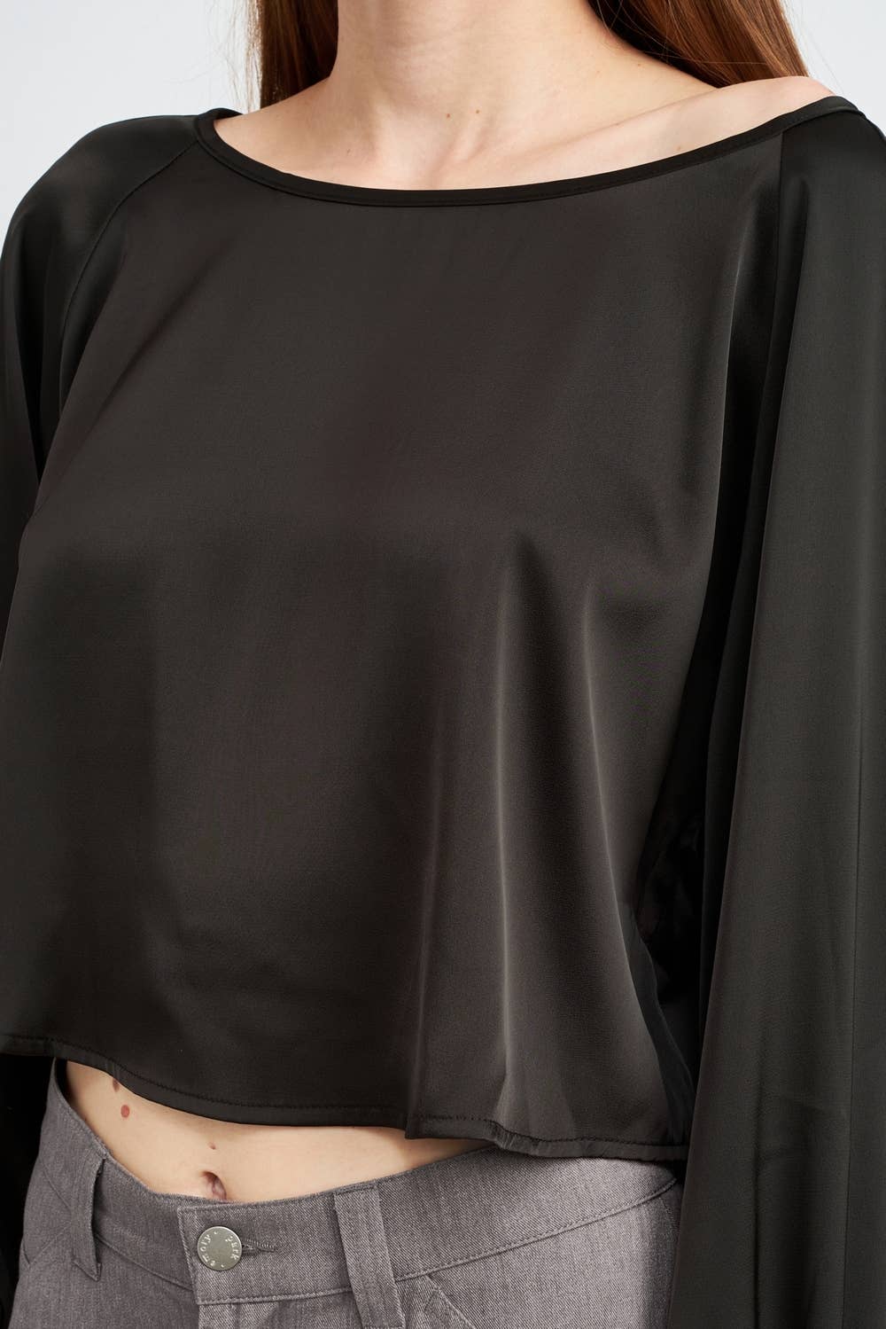 Long Sleeve Satin Blouse