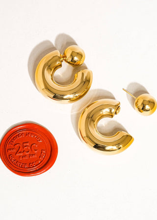 Gold Non - Tarnish Ball C Chubby Hoop Earring - Verte Boutique