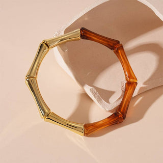 Tortoise and Gold Bamboo Bracelets - Verte Boutique