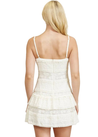 Tiered Ruffle Lace Mini Dress - Verte Boutique
