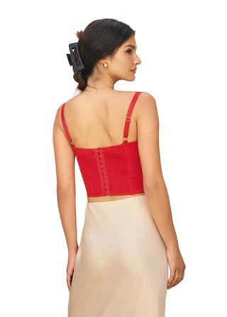Scarlett Red Picot Edge Corset Bustier Top - Verte Boutique