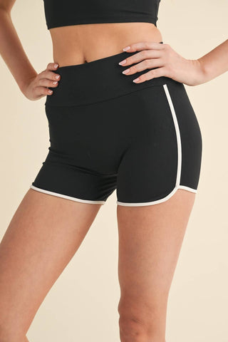 High-Waisted Contrast Shorts - Verte Boutique