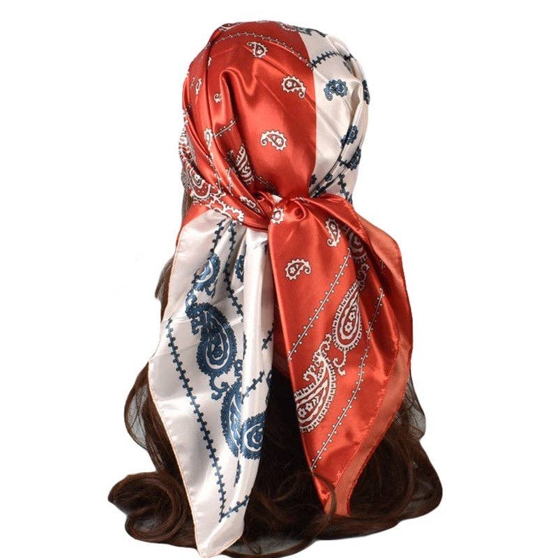 Contrast Bandana Print Satin Scarf