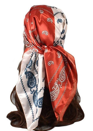 Contrast Bandana Print Satin Scarf - Verte Boutique