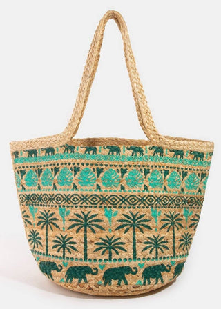Tropical Palm & Monstera Jute Tote Bag - Verte Boutique