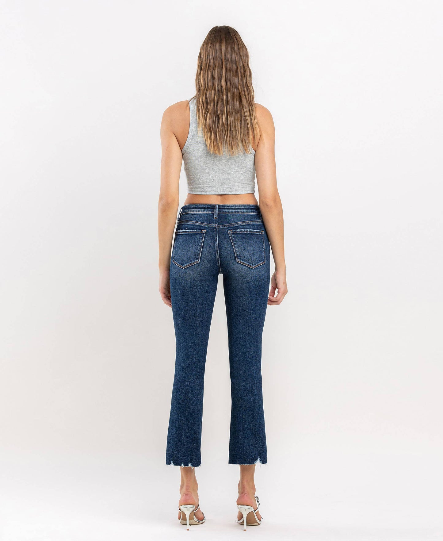 Mid Rise Crop Mini Bootcut Jeans