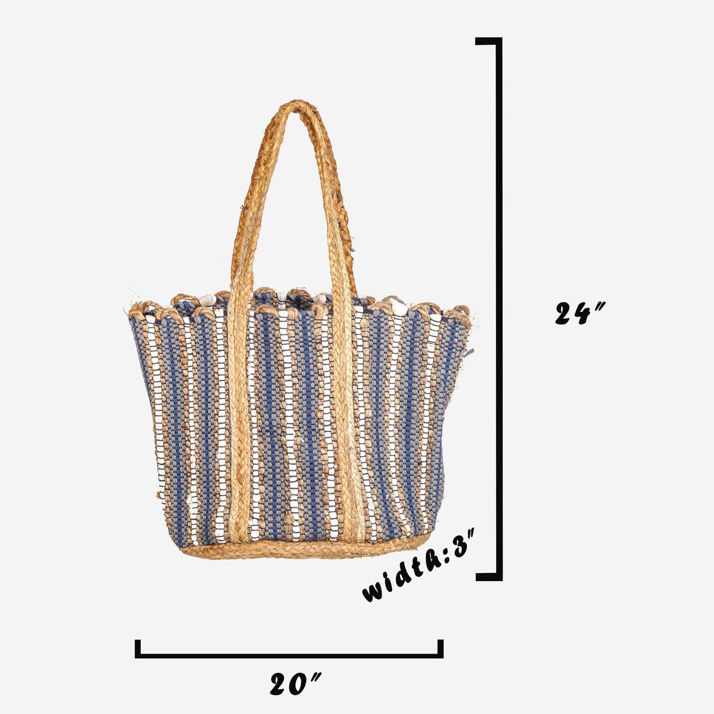 Striped Jute Braid Tote Bag