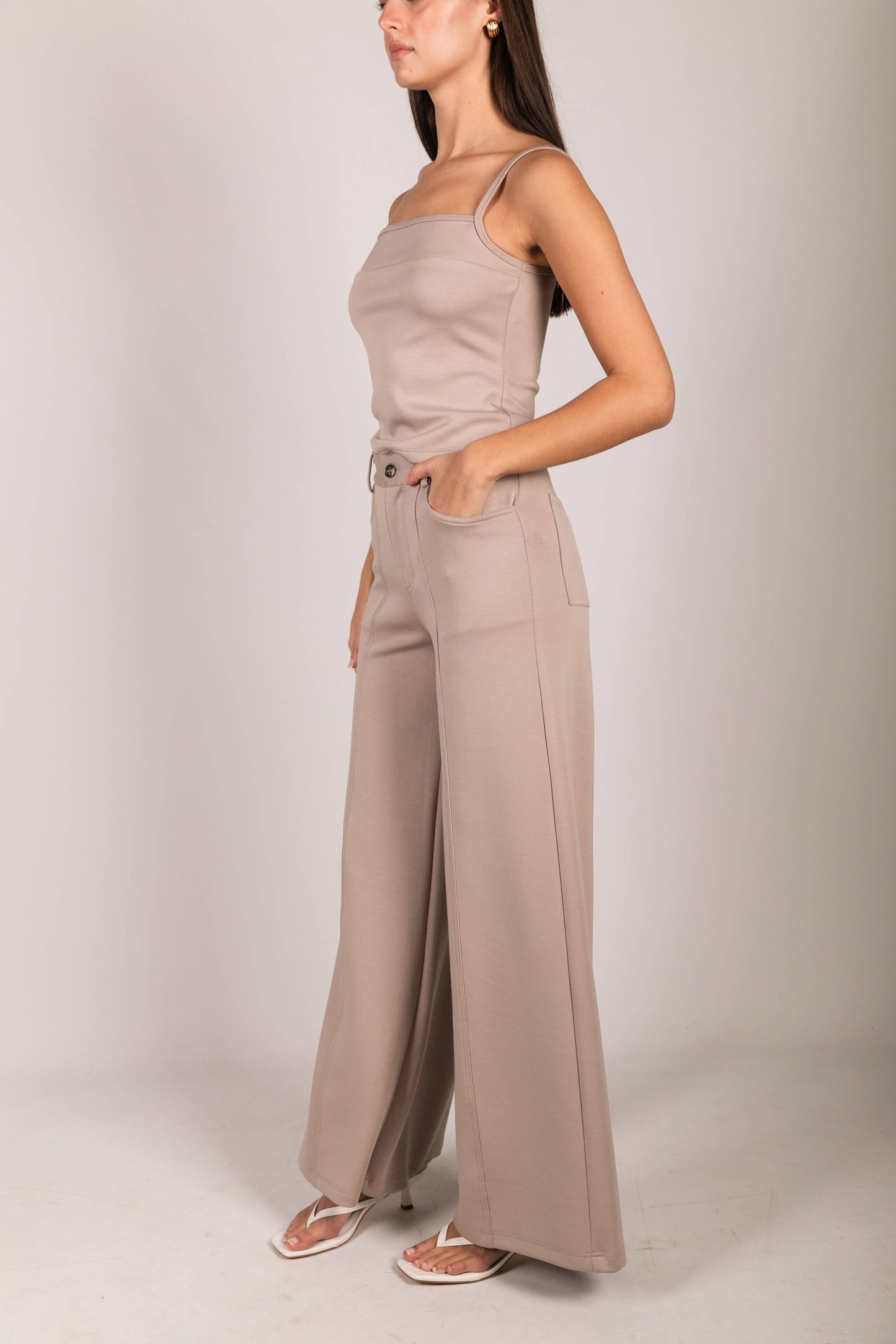 Butter Modal Pleated Wide Leg Trousers