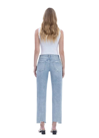 High Rise Distressed Dad Stretch Jeans - Verte Boutique