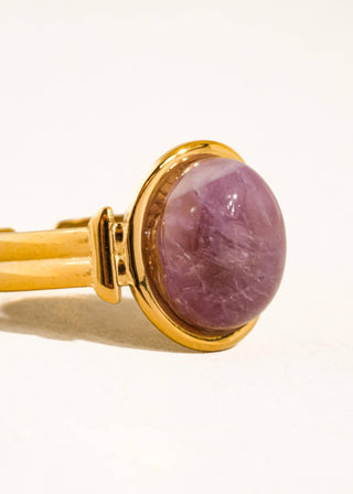Amethyst Glow: Non - Tarnish Purple Stone Adjustable Ring - Verte Boutique