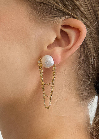 Baroque Pearl Chain Drop Earrings - Verte Boutique