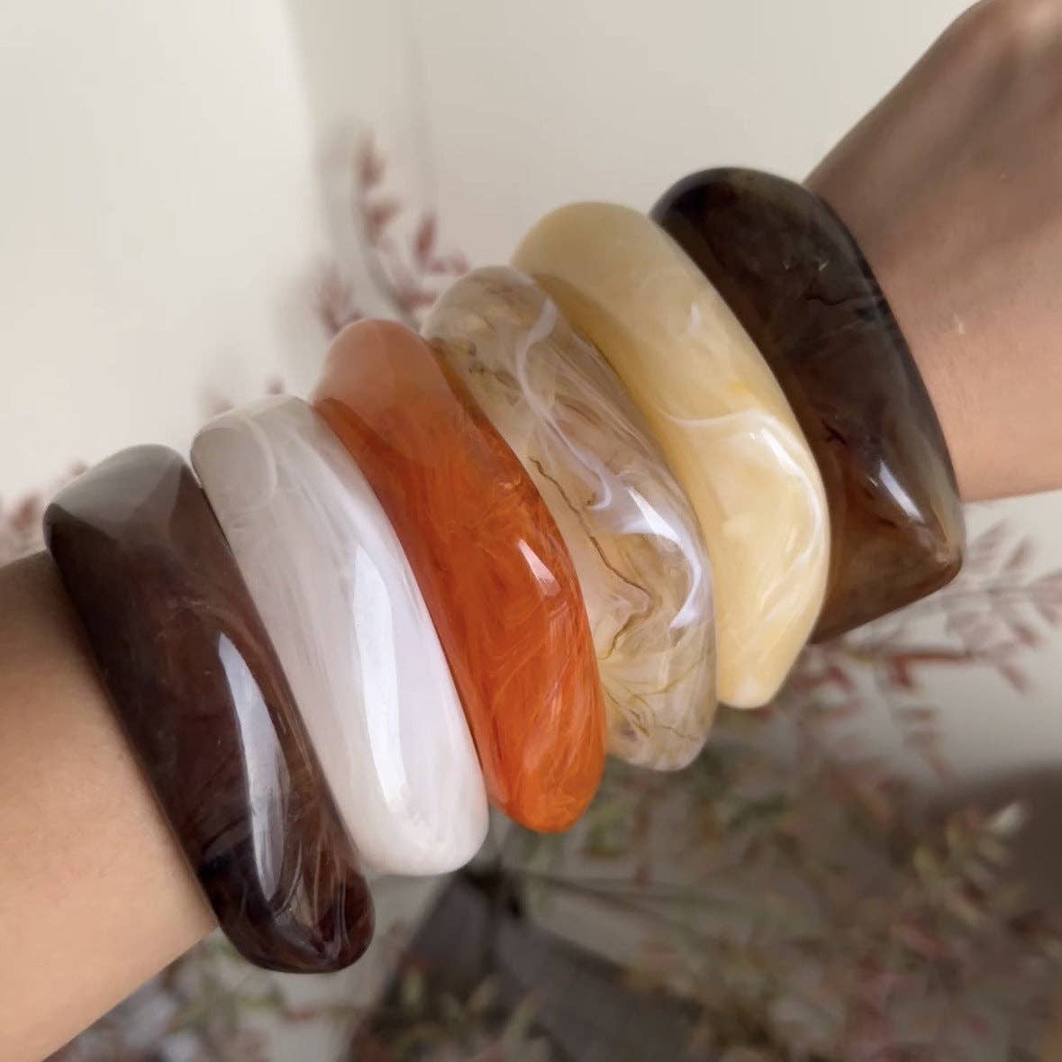 Acrylic Resin Bangle Bracelets