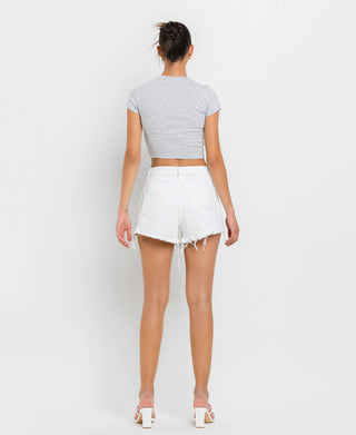 High Rise Colorblock Denim Shorts - Verte Boutique