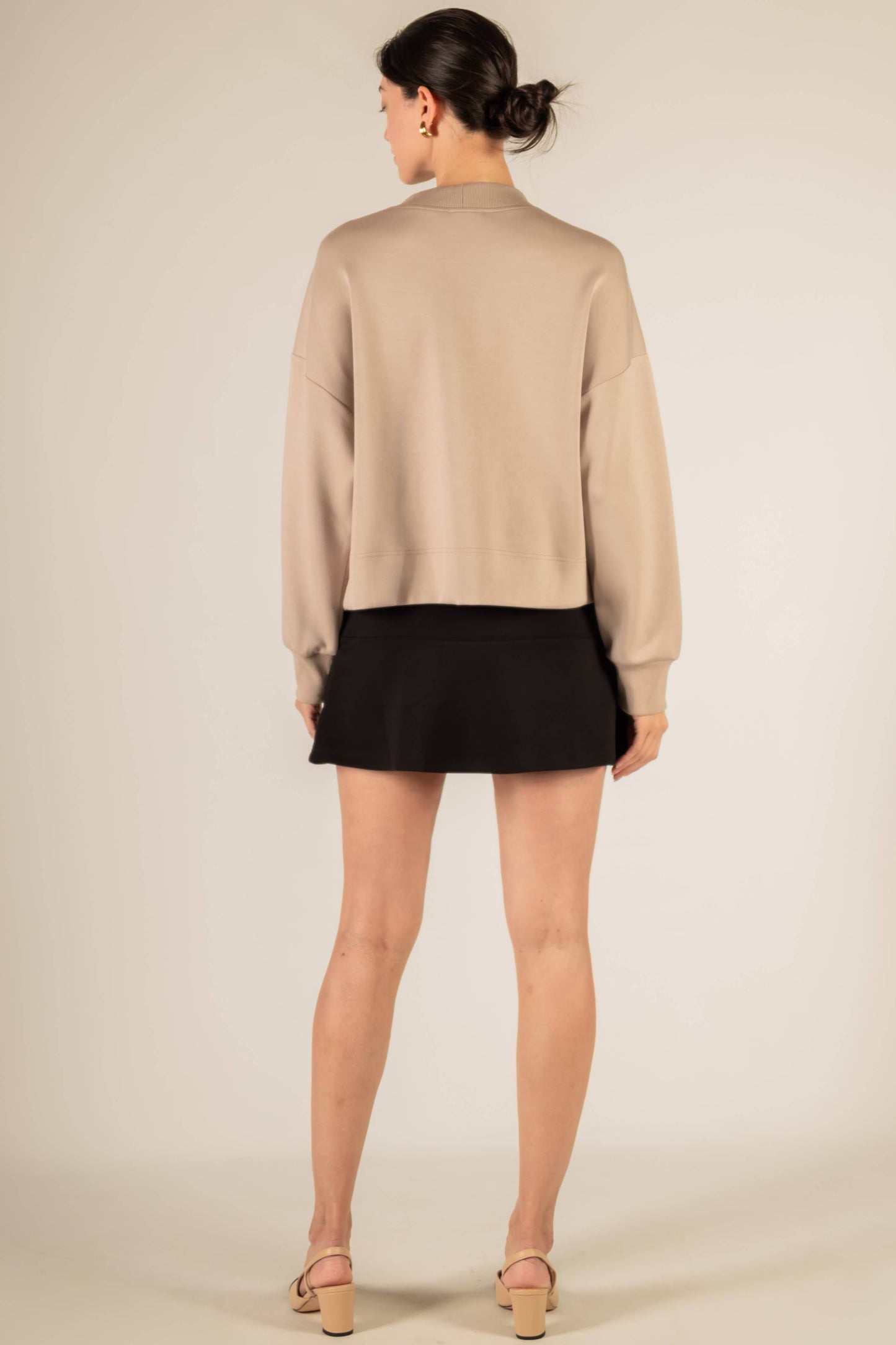 Butter Modal Rib Contrast Oversized Cropped Cardigan