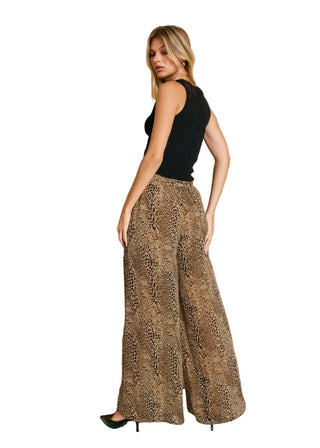 Mini Leopard Print Wide Leg Pants with Tie - Verte Boutique