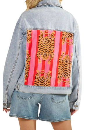 Tiger Stripe Statement Oversized Denim Jacket - Verte Boutique