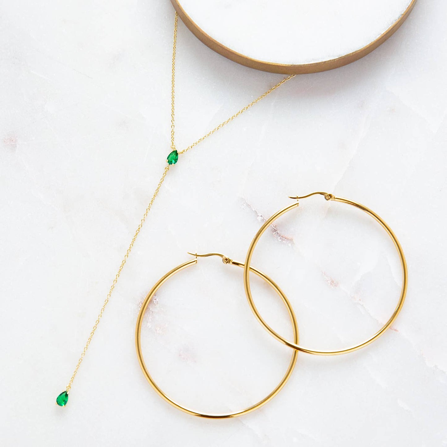 Sterling Lariat Necklace with Pear Shape CZ