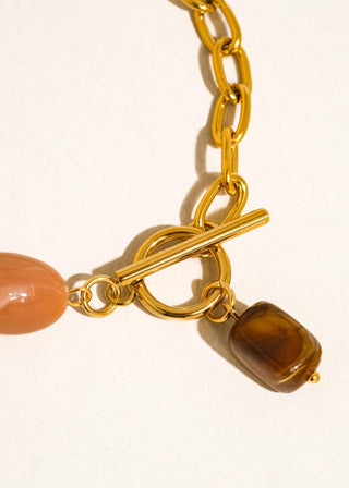 Gold Non - Tarnish Agate Charm Bracelet - Verte Boutique