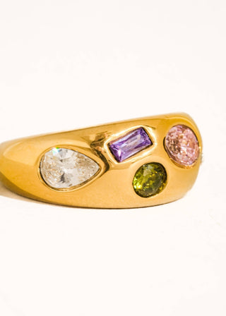 Multi - Gemstone Non - Tarnish Dome Ring - Verte Boutique