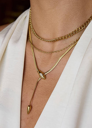 Serpent Y Lariat Necklace - Verte Boutique