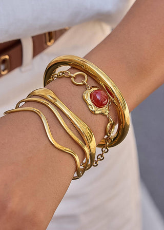 Gold Non - Tarnish Chunky Cuff Bangle - Verte Boutique