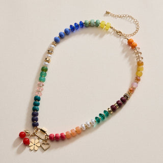 Layered Glass Bead Necklace | Trio of Charms - Verte Boutique