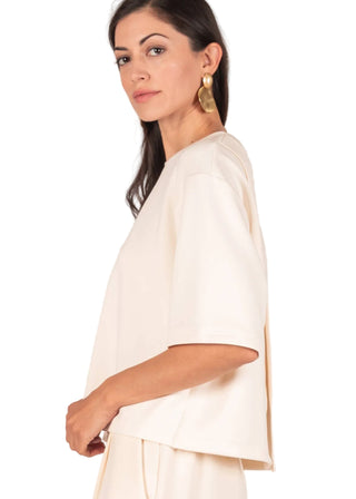 Butter Modal Overlap Back Top – Ultra - Soft Boxy 3/4 Sleeve Tee - Verte Boutique