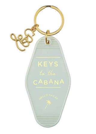 Keychain with 'Keys to the Cabana' text on a light green background