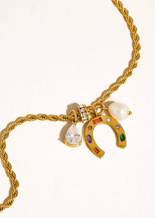 Western 18K Gold Non - Tarnish Horseshoe Charm Necklace - Verte Boutique