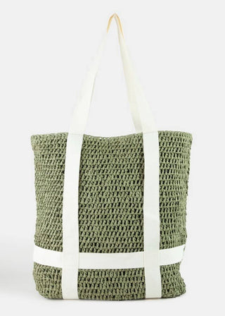 The Wanderlust Straw Beach Tote with Integrated Hat Carrier - Verte Boutique