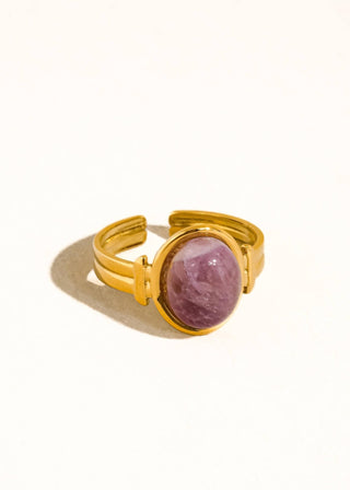 Amethyst Glow: Non - Tarnish Purple Stone Adjustable Ring - Verte Boutique